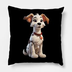 a cartoon dog sitting down on a black background