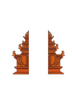 an image of two statues in the shape of pagodas on top of each other