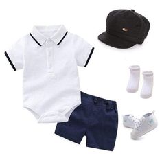 Fashionable Boy Outfit - Momorii Classic Collared Sets For Spring, Classic Spring Sets With Collared Shape, Classic White Collared Sets, Classic Cotton Sets For Summer, Classic Cotton Summer Sets, Bakers Hat, Stylish Baby Clothes