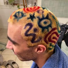 Bald Hair Dye Designs, Buzzcut Pattern, Buzz Cut Art, Buzzed Hair Dye Designs, Buzz Cut Hair Dye Designs, Buzz Cut Dyed, Shaved Head Dye Designs, Buzzcut Ideas, Bleached Hair Men