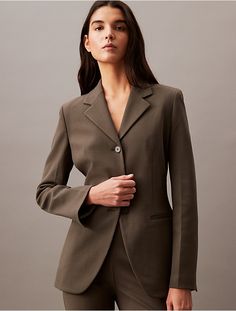 Wool Twill Blazer | Calvin Klein Workwear Essentials, Stretch Crepe, Fitted Blazer, Work Wear, Calvin Klein, Blazer, Wool