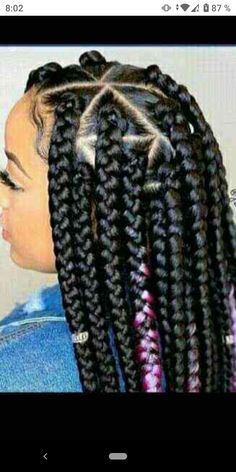 Triangle Braids, Triangle Box Braids, Big Box Braids, Big Braids, Jumbo Box Braids, Colored Braids