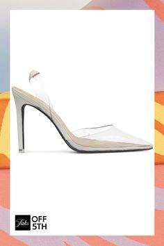 Pvc Upper Point Toe Slingback Lining: Vegan Leather Padded Insole Vegan Leather Sole Imported Size Runs Small, Please Size Up Covered Stiletto Heel, 4" (100mm). Shoes - W Trend Shoes > Saks Off 5th > Barneys Warehouse. Black Suede Studio. Color: White. Size: 37.5 (7.5). Studio Color, Slingback Sandal, Slingback Pump, Stiletto Heel, Black Suede, Stiletto Heels