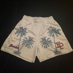 Brand New Inaka Power Ip Shorts White With Maroon Lettering And Gray Palm Trees Men's Size Medium Stretchy Waist Should Fit Size 28-34. Inaka Power Shorts, Inaka Power, Graphic Shorts, Shorts White, Nice Shorts, Shorts Athletic, Fit Inspo, Festival Outfit, Fitness Inspo