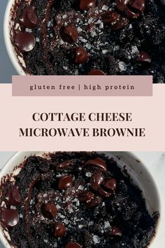 This cottage cheese microwave brownie is gluten free, high protein, low sugar, low carb, and delicious. In a small white ramekin is a freshly baked brownie, pillow soft gooey texture and a dark rich chocolate color with slightly melted chocolate chips on top. Flakey sea salt is scattered on top for extra flavor. Cottage Cheese Brownies, Brownie Gluten Free, Cottage Cheese Dessert Recipes, Gluten Free High Protein, Microwave Brownie, Cottage Cheese Recipes Healthy, Cottage Cheese Desserts, Easy Brownie, Reese's Chocolate