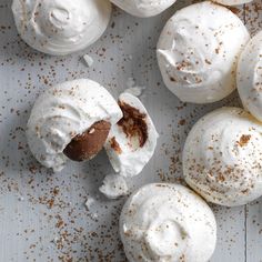 an overhead view of some desserts on a table