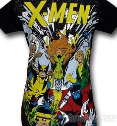 a t - shirt with an image of the x - men and other characters on it