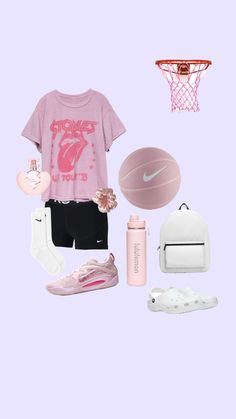 Basketball Inspired Outfits, Preppy Basketball Outfits, Basketball Clothes Outfits, Pink Basketball