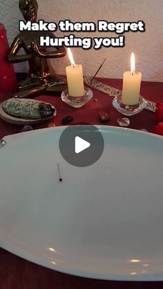 a white plate with candles on top of it