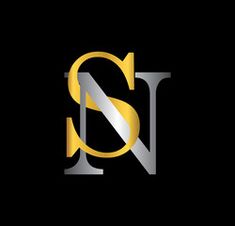 the letter s is made up of silver and gold letters on a black background,