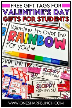 valentine's day gifts for students with rainbow writing on them and free printables