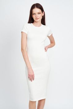 Flaunt your curves with our Bodycon Short Sleeve Midi Dress, a must-have for sophisticated style. Figure-Hugging Design: Features a sleek bodycon silhouette that accentuates your shape. Comfortable Fit: The short sleeves and midi length offer both elegance and ease of movement. Versatile Style: Perfect for cocktails, dinner dates, or semi-formal events, ensuring effortless chic. High-Quality Fabric: Crafted from soft, stretchy material for comfort and a flawless fit. Short Sleeve Midi Dress, Dinner Dates, White Bodycon, Tee Shirt Dress, Midi Dress Summer, Midi Short Sleeve Dress, White Dress Summer, Sleeve Midi Dress, Bodycon Midi