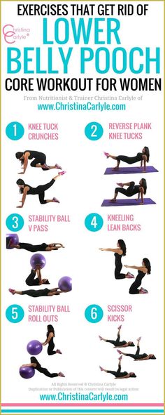 a woman doing yoga poses with the words lower belly pooch core workout for women