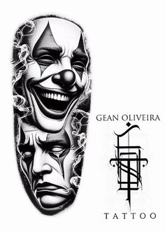 a drawing of two clowns with the words tattoo on their face and in front of them