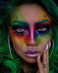 Makeup Fantasi, Carnaval Make-up, Fantasy Make-up, Halloweenský Makeup, Halloween Make-up Looks, Glamour Party, Pride Makeup, Bright Makeup