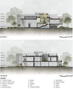 two diagrams showing different sections of the house