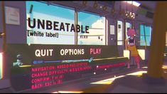 an animated image of a person standing in front of a window with the words unbeatable written on it