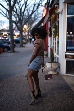 Puff Shoulder sweater, teddy coat, denim skirt and booties | Yours Truly Yinka Edgy Casual Style, Wardrobe Change, Lifestyle Influencer, Afro Style, Street Style Edgy, Teddy Coat, Classy Casual, Church Outfits, Women's Casual Style