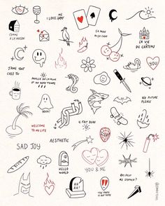 an image of various tattoos drawn on paper