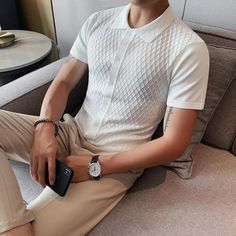 British New-Age Slim Fit Polo Shirt (3 Colors)-baagr.myshopify.com-Shirt-BOJONI Polo Cardigan, Slim Fit Polo Shirts, Knitted Polo, Slim Fit Polo, Tee Shirt Homme, Knitwear Men, Casual Tee, British Style, Favorite Outfit