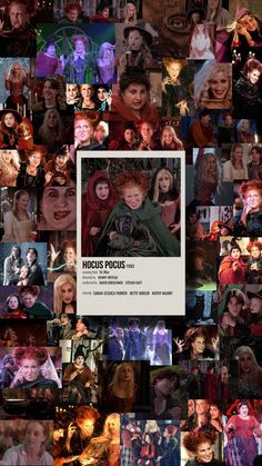 a collage of many different pictures with people in them and the words hocus pocuss