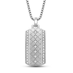 Brand: JeweliliFeatures: Men's Diamond Accented Dog Tag Pendant In Sterling Silver Length:21.5mm Width:15.6mm Height:24.3mm Perfect for celebrating a Birthday or Anniversary Item is shipped in a beautiful gift box Return on any order within 30 days Mens Diamond Pendant, Diamond Pendant Men, Men Pendant Design, Mens Neck Chains, Diamond Pendant For Men, Mens Diamond Necklace, Mens Necklace Pendant, Diamond Dogs, Dog Tag Pendant