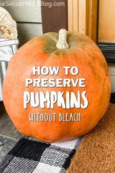 a pumpkin with the words how to preserve pumpkins without bleach on it