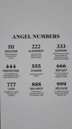 an angel numbers sign is posted on the wall