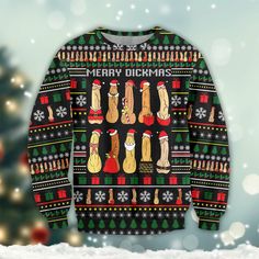 Naughty Merry Dickmas Funny Christmas Sweater  Dh Shipping from the US. Easy 30 day return policy, 100% cotton, Double-needle neck, sleeves and hem; Roomy Unisex Fit. Funny Christmas Sweater, Funny Christmas Sweaters, Cozy Knit Sweater, Chic Sweaters, Wool Blend Sweater, Soft Yarn, Trendy Colors, Funny Christmas, Polished Look