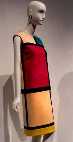 From his Mondrian collection Mondrian Dress, Ysl Saint Laurent, Fashion 1960s, Beaded Jacket, French Fashion Designers, Shift Dresses, Home Tours, City Guides, Design Sponge