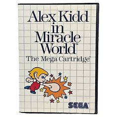 the book cover for alex kidd in mirage world, with an image of a cartoon character