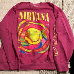 Urban Outfitters Nirvana Crewneck Nwot Nirvana Smile Overdyed Sweatshirt, Hot Pink Nirvana Sweatshirt, Pink Nirvana Sweatshirt, Nirvana Crewneck, Pink Nirvana, Urban Outfitters Hoodie, Urban Outfitters Sweatshirt, Nirvana Sweatshirt, Sweatshirt Aesthetic