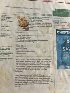 a newspaper with some food on it