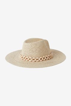 O'Neill Women's cowboy hat 4" Brim x 4" Crown Beaded band detail at brim Open stitch brim 100% Straw Cream Western Fedora For Vacation, Western Style Cream Fedora For Vacation, Cream Western Panama Hat For The Beach, Beaded Beach Fedora With Short Brim, Western Cream Panama Hat For Beach, Western Style Cream Panama Hat For Beach, Beaded Brimmed Fedora For Beach, Beaded Short Brim Fedora For Beach, Wide Brim Beaded Sun Hat For Rodeo