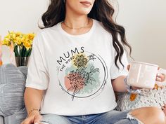 No matter the season, you'll always find original stylish designs from Hope & Hoots! Made of 100% ring-spun cotton (solid colors only) with double stitching on the neckline and sleeves for durability, this high quality print is sure to quickly become a favorite this autumn and beyond. ♦️️ FREE Shipping on all US orders ♦️️ T-Shirt sizes are unisex with a slightly more form-fitting, fashion style. For an oversized/baggy look, order 1-2 sizes up from your typical size ♦️️ Would you prefer this design on a different shirt style? Feel free to message me directly! I'm more than happy to accommodate your personalization requests ➔  Gildan 64000 Softstyle Unisex T-Shirt ➔  Solid Colors 100% ring-spun cotton ➔  Heather colors - 35% ring-spun cotton, 65% polyester ➔  Sport Grey and Antique colors - Spring Crew Neck T-shirt With Paint Splatter, Spring Cotton T-shirt With Paint Splatter, Spring Short Sleeve Tops With Paint Splatter, Spring Paint Splatter Short Sleeve Tops, Flower Line Drawing, Mums The Word, Flower Line Drawings, Play On Words, Word Play