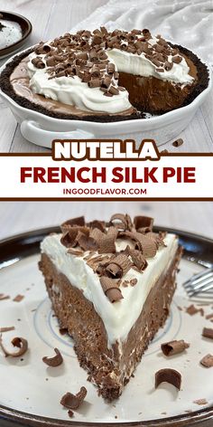 a slice of nutella french silk pie on a plate