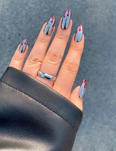 Subtle Halloween Nails, Spooky Punch, Silver Chrome Nails, Halloween Nail Art Ideas, Witchy Nails, Cute Halloween Nails, Silver Chrome, French Tips, Halloween Nail