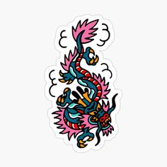 a colorful dragon sticker on a white background