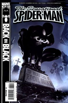 the cover to spider - man vol 3, featuring an image of a statue and graveyard