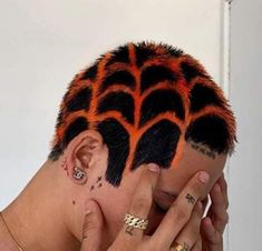 Hair Designs For Shaved Head, Halloween Shaved Head Design, Buzzed Dyed Hair Designs, Halloween Buzzcut Design, Spiderweb Buzzcut, Shaved Head Designs For Men, Shaved Head Designs Women, Dyed Buzzed Hair Women