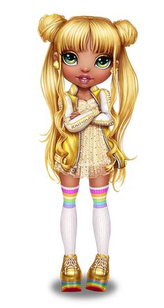 Sunny Doll, African Ancestry, Color Palette Yellow, Japanese Pop Culture, Rainbow Fashion, Rainbow High, Yellow Hair, Cartoon Girl, Lol Dolls