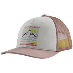 evo.com | Patagonia Ball Caps > Score your ankle-biter protection from the sun and superior style with the Patagonia Trucker Hat. Featuring adjustable snaps in the back for a fully customized fit and plenty of volume to accommodate big hair, the Patagonia Trucker Hat is set to become the dome-piece your kid will actually want to wear. Shapeable Bill Crown and Bill 8.3-oz. 100% Organic Cotton Canvas Back Crown 2.5-oz 100% Polyester Mesh Large volume accommodates big hair. Large bill provides s Summer Hiking Hats With Flat Brim, Summer Hiking Hat With Flat Brim, Summer Flat Brim Hiking Hats, White Brimmed Trucker Hat For Outdoor, Patagonia Adjustable Snapback Hat, Patagonia Adjustable Trucker Hat With Curved Brim, Patagonia Adjustable Flat Brim Hats, Patagonia Trucker Hat With Curved Brim, Summer Hiking Baseball Cap