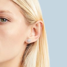 The perfect addition to our classic diamond studs to give you a bigger look! Diamond Studs, Halo Diamond, Halo, Stud Earrings