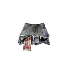 The perfect blend of style and comfort. Made with trendy, casual denim fabric and featuring a classic plaid design, these shorts are a must-have in any wardrobe. Plaid Denim Skirt, Casual Plaid Bottoms With Built-in Shorts, Trendy Plaid Short Bottoms, Trendy Short Plaid Bottoms, Trendy Plaid Bottoms With Pockets, Cotton Jean Shorts With Pockets, Casual Cotton Patchwork Jean Shorts, Casual Patchwork Short Bottoms, Casual Plaid Bottoms With Pockets