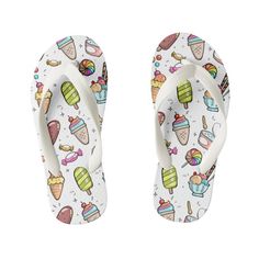 Colorful Ice Cream, Candy and Lollies Pattern Kid's Flip Flops, Girl's, Size: Toddler 9/10, White Footbed Gender: female. Age Group: kids. Colorful Ice Cream, Cream Candy, Girls Flip Flops, Kids Flip Flops, Ice Cream Candy, Candy Desserts, Chart Design, Animal Skulls, Diy Face Mask