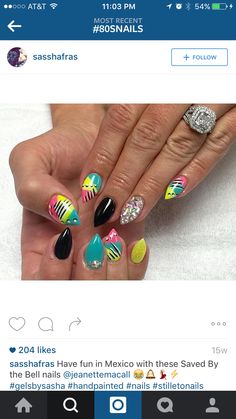 1980s Nails 80s Party, 90s Nails Trends, 90 Nails The 90s Art Designs, 90s Theme Nails