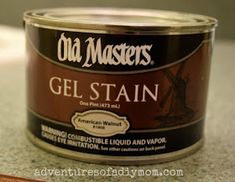 a can of gel stain sitting on top of a counter