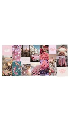 a collage of pink and blue images