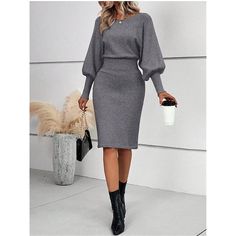 Season:Winter,Fall; Fabric:Core Spun Yarn; Sleeve Length:Long Sleeve; Look After Me:Machine wash; Gender:Women's; Style:Casual,Soft; Elasticity:Micro-elastic; Occasion:Weekend,Outdoor,Daily; Sweaters Type:Sweater Dress; Top Length:Long Tops; Fit Type:Loose Fit; Pattern:Pure Color; Design:Knitted; Neckline:Crew Neck; Front page:FF; Listing Date:10/06/2024; Production mode:External procurement; Knit Style:Ribbed Black Sweater Dress Outfit, Intellectual Style, Sweater Dress Outfit, European Dress, Wearing Style, Black Sweater Dress, Cardigan Sweater Dress, Elegant Skirt, Sweater Dress Women