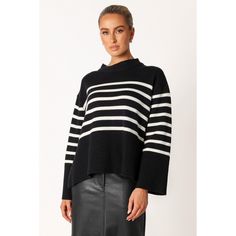 Welcome fall in style with this knitwear sweater! Enjoy cozy comfort without compromising on fashion - featuring a round neckline, long sleeves with ribbed cuff and a ribbed hemline for the perfect fit. Navy Uniforms, Breton Stripes, Petal And Pup, Striped Knit Sweater, Knitwear Sweater, Welcome Fall, Cotton Pullover, Blazer Buttons, Wide Sleeves